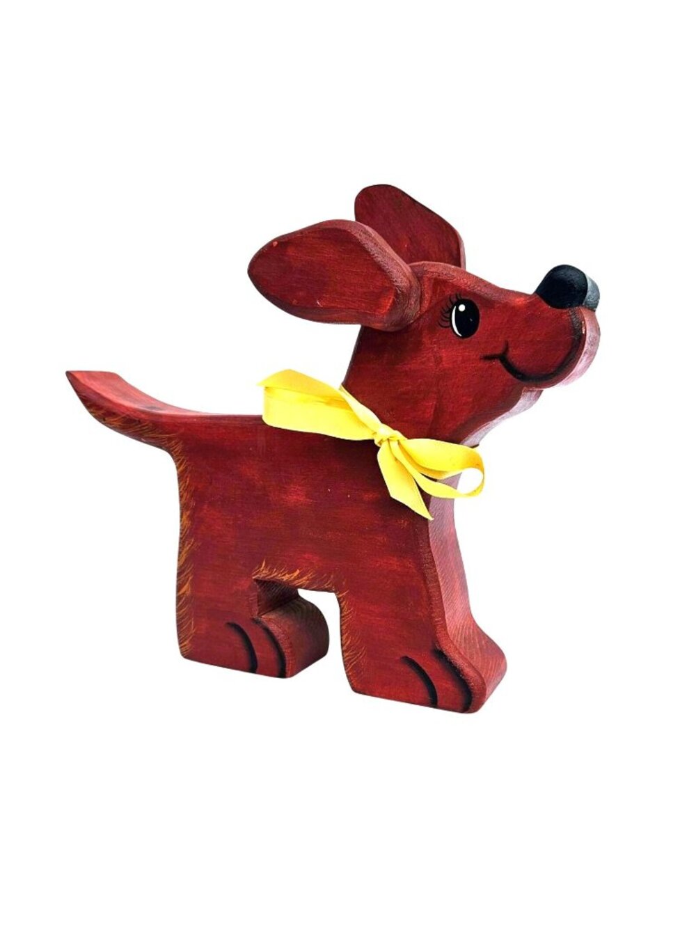 Vintage Handmade Wood Puppy Dog Figure Hand Carved Movable Ears Folk Art Toy